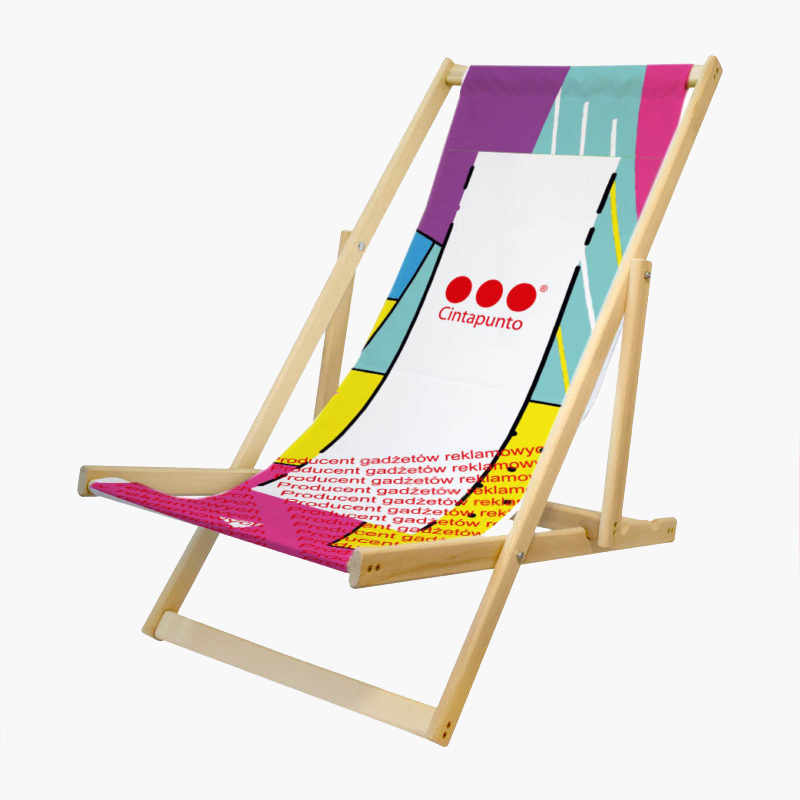 Wooden promotional deckchair with custom print Wooden promotional deckchair with custom print