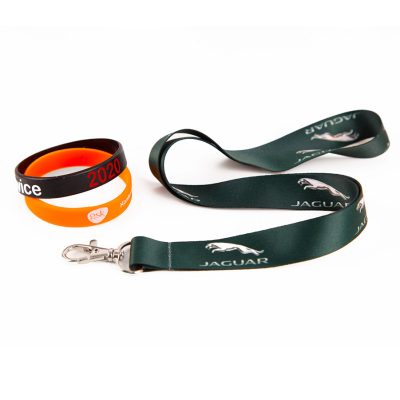 Lanyards + silicone wristbands package, 100 tyvek for free