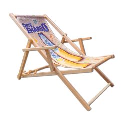 Wooden deckchair, promotional deckchair with armrest