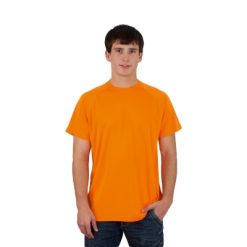 Alternative view of T-shirt with your logo print, material: polyester, color: orange