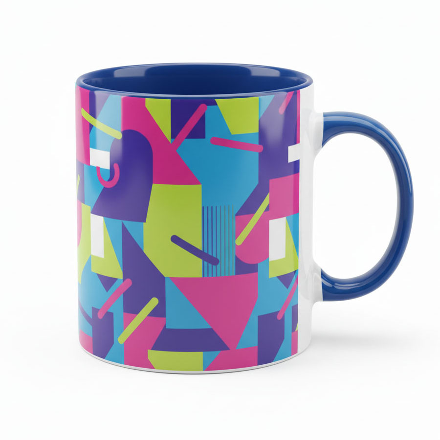 Promotional printed mugs with Full printing | White with a colored interior and handle Cintapunto®